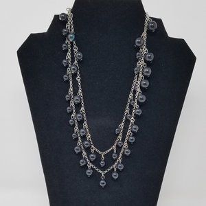 Long black beaded 18" wearable length necklace